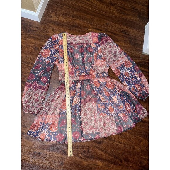 Forever 21 Floral Mini Dress Womens Large Long Sleeve Side Zippered - Picture 7 of 11